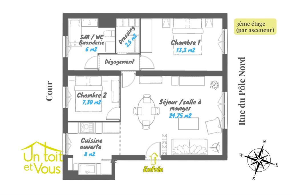appartement 3 pièces en vente sur PARIS (75018)
